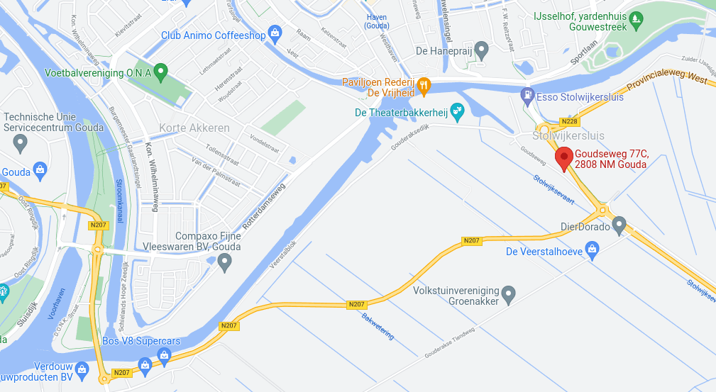 Kaart met de ligging van Hair- & Beautysalon Lila aan de Goudseweg 77C in Gouda
